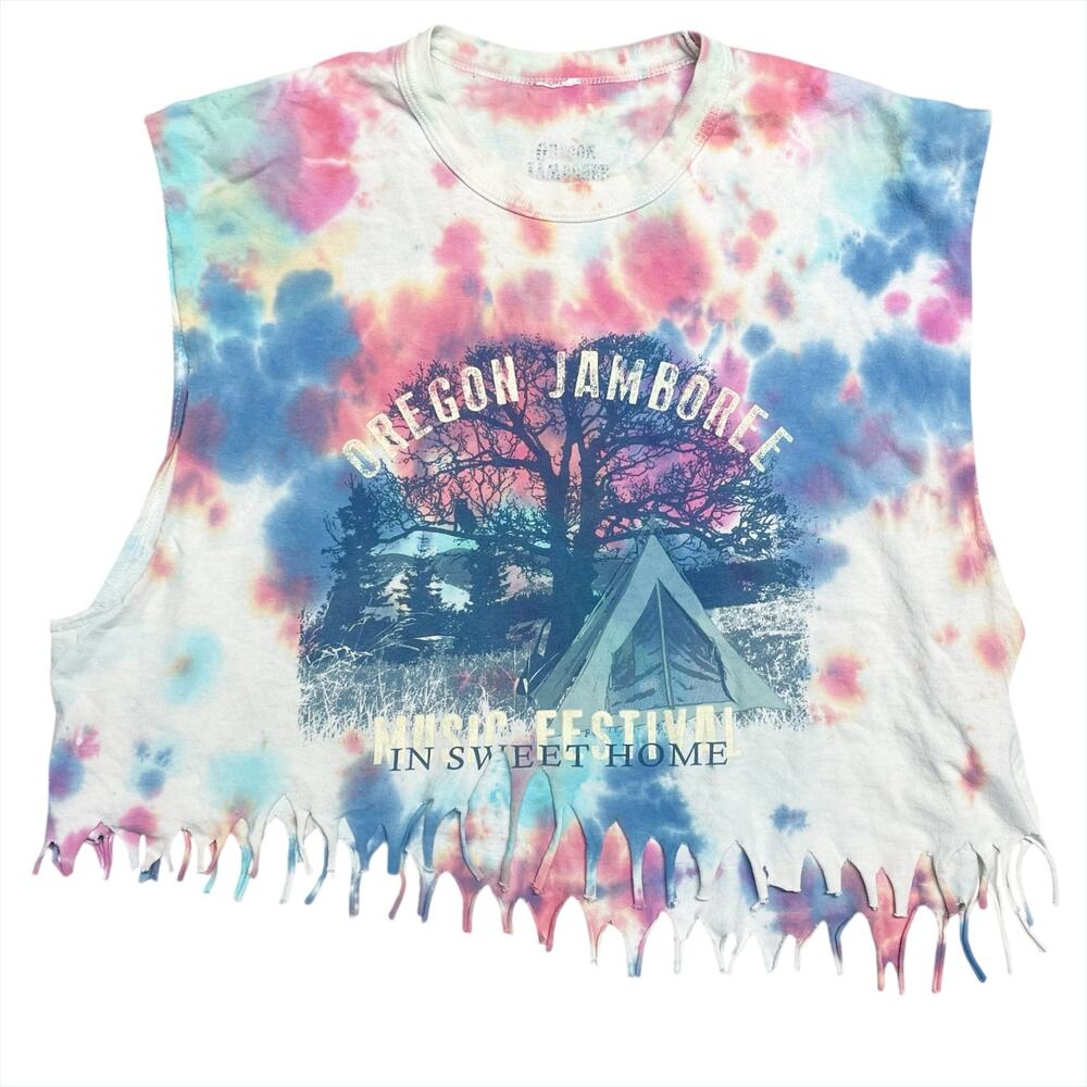 OREGON JAMBOREE 22nd Annual Music Festival Cutoff Fringed Crop Top Unisex Size M